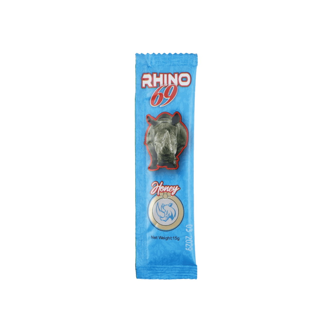Rhino 69 Blue Honey — Single Sachet — Buy online at GoldenClimax.com