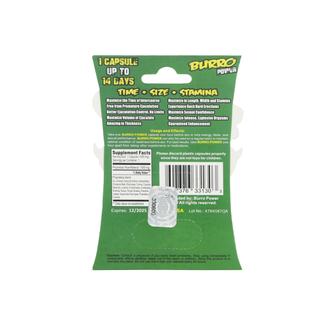 Burro Power Enhancement (2 Capsules) — product photo 1 | GoldenClimax.co