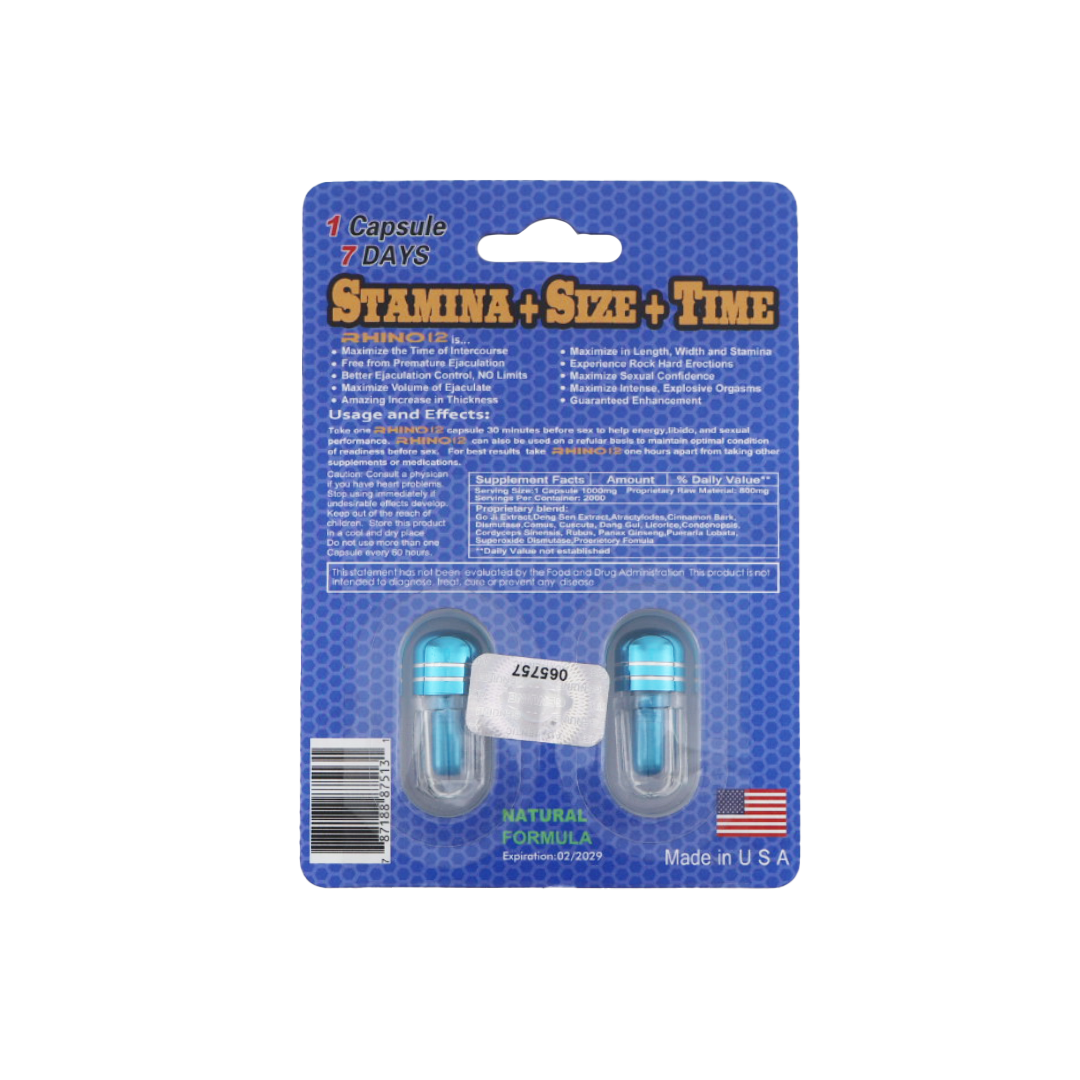 Rhino 12 Double Shot (2 Capsules) — product photo 1 | GoldenClimax.co
