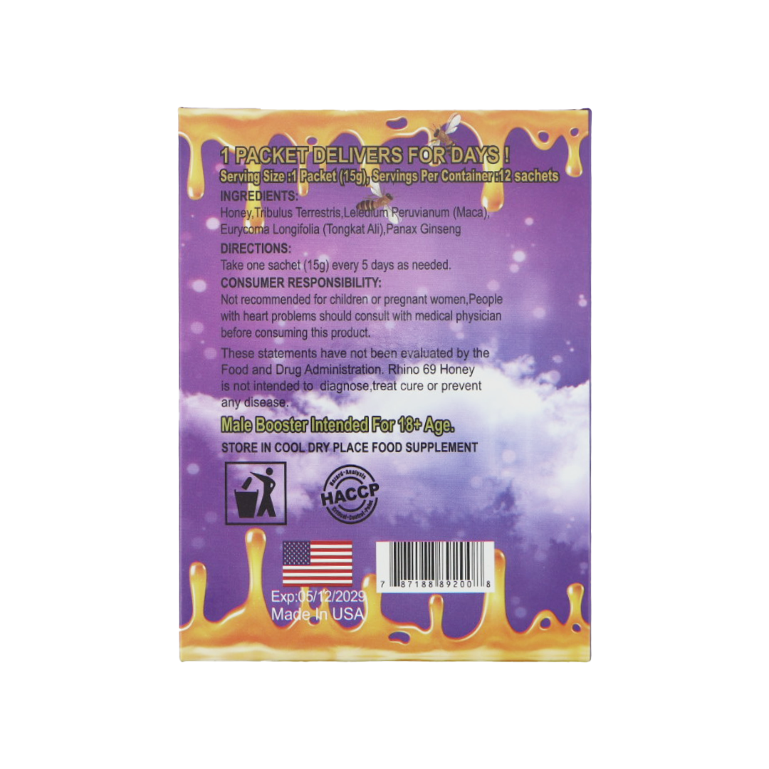 Rhino 69 Purple Honey (12 Sachets) — product photo 1 | GoldenClimax.co