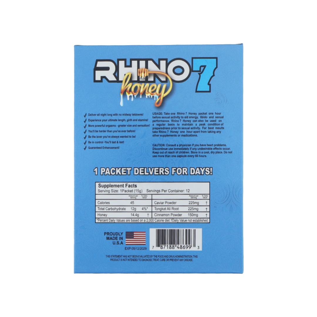 Rhino 7 Enhancement Honey (12 Sachets) — product photo 1 | GoldenClimax.co