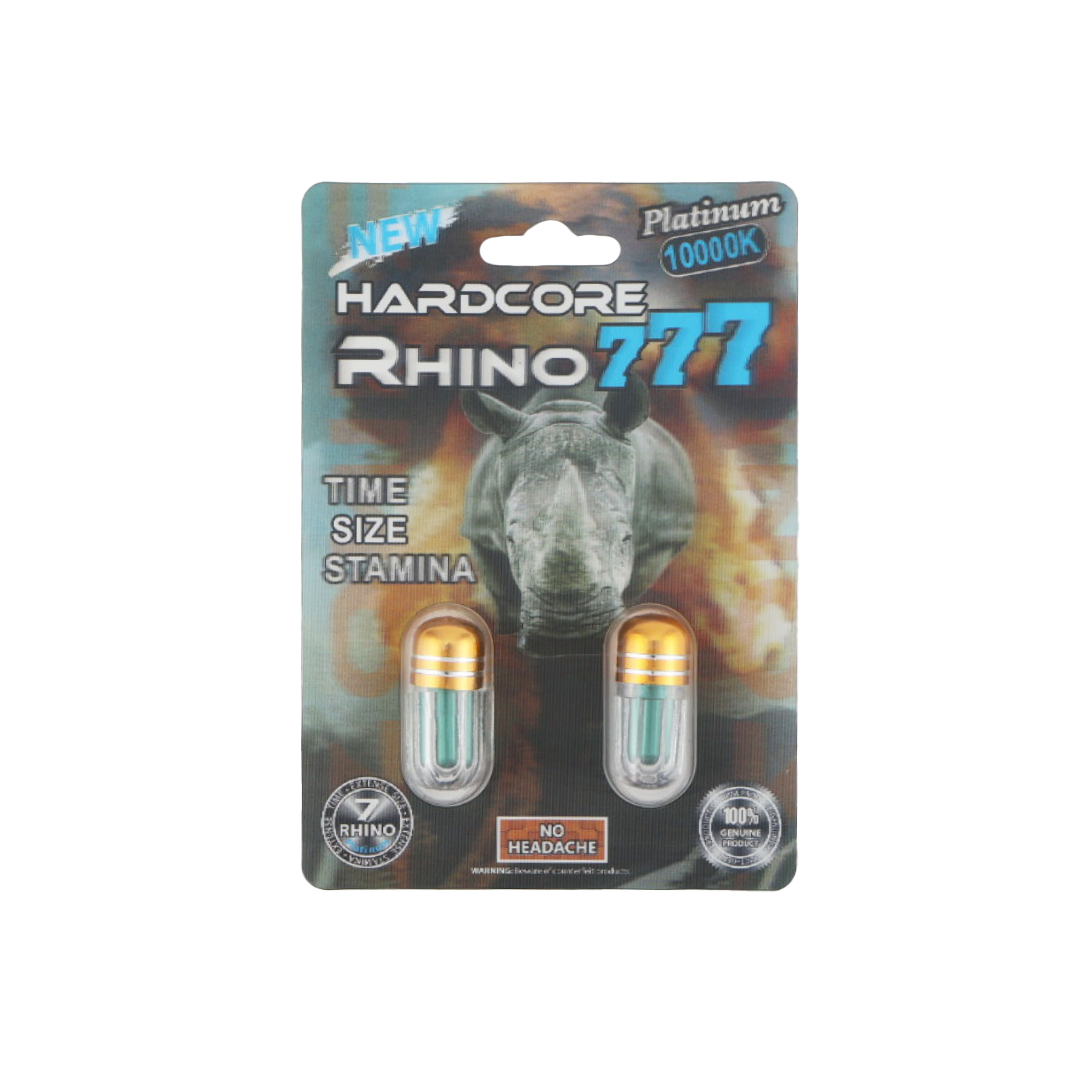 Hardcore Rhino 777 Platinum 10000K (2 Capsules) — Buy online at GoldenClimax.co